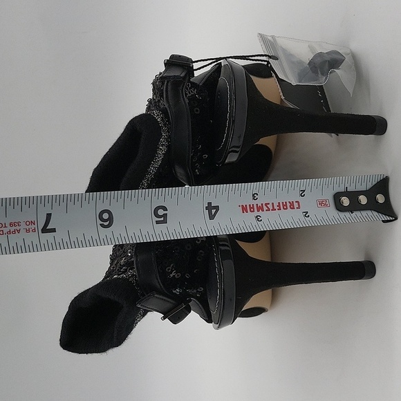Zara Black Sequin Heeled Boots - Picture 6 of 10